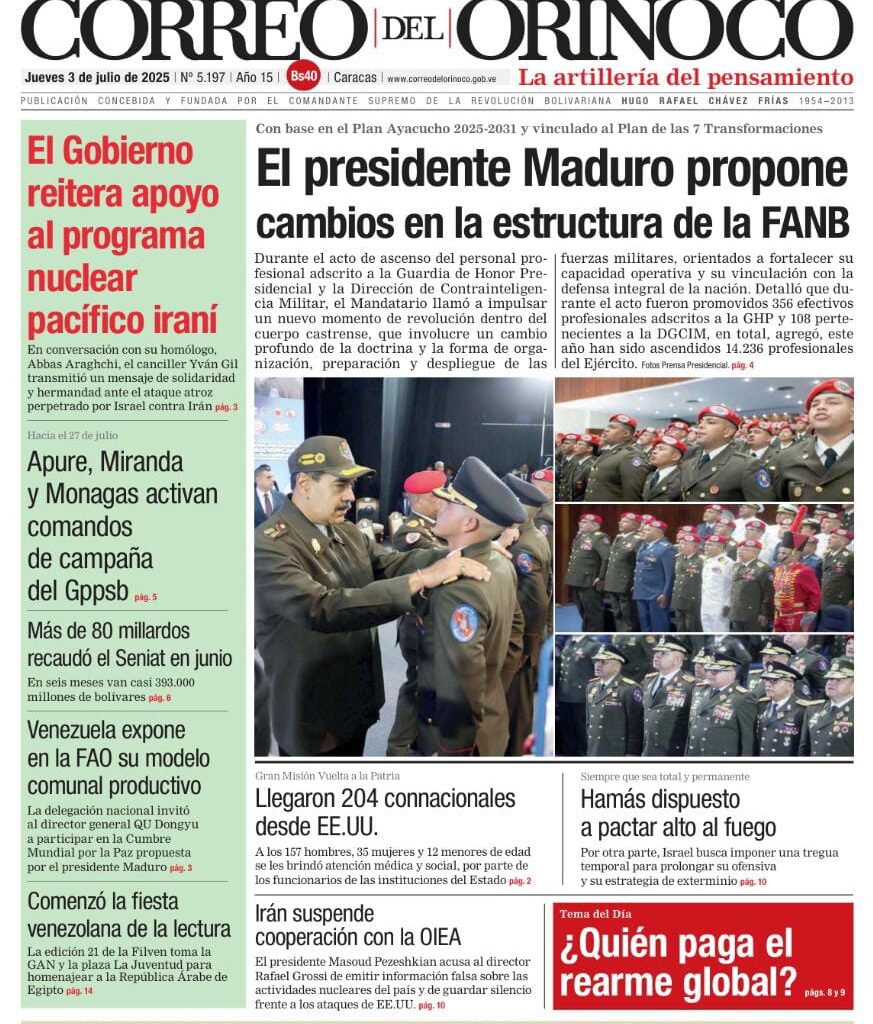 Edición Impresa Correo del Orinoco N° 5.197