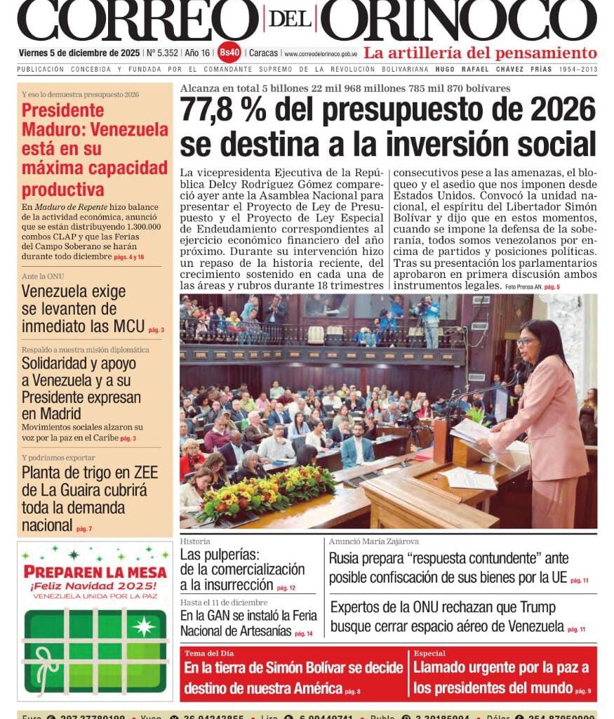 Edición Impresa Correo del Orinoco N° 5.352