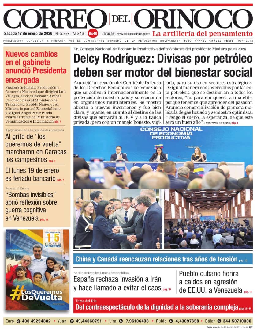 Edición Impresa Correo del Orinoco N° 5.387