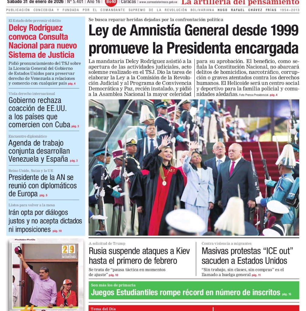 Edición Impresa Correo del Orinoco N° 5.401