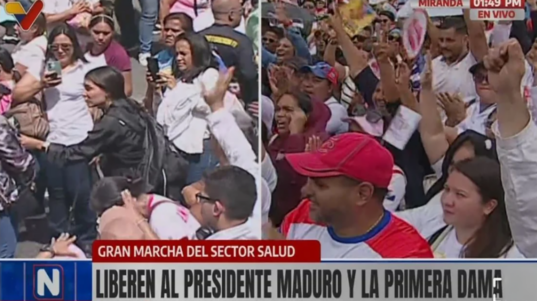 Profesionales de salud marchan para exigir la liberación del presidente Maduro y la primera dama